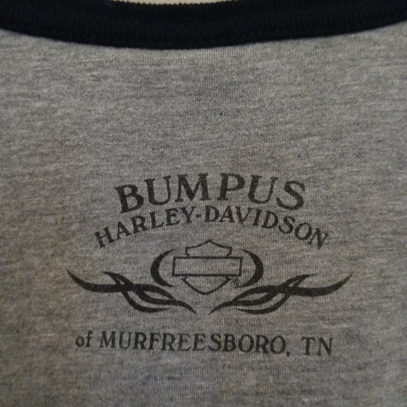 GRAY HARLEY DAVIDSON MOTORCYCLE LONG SLEEVE TOP - Picture 3 of 4